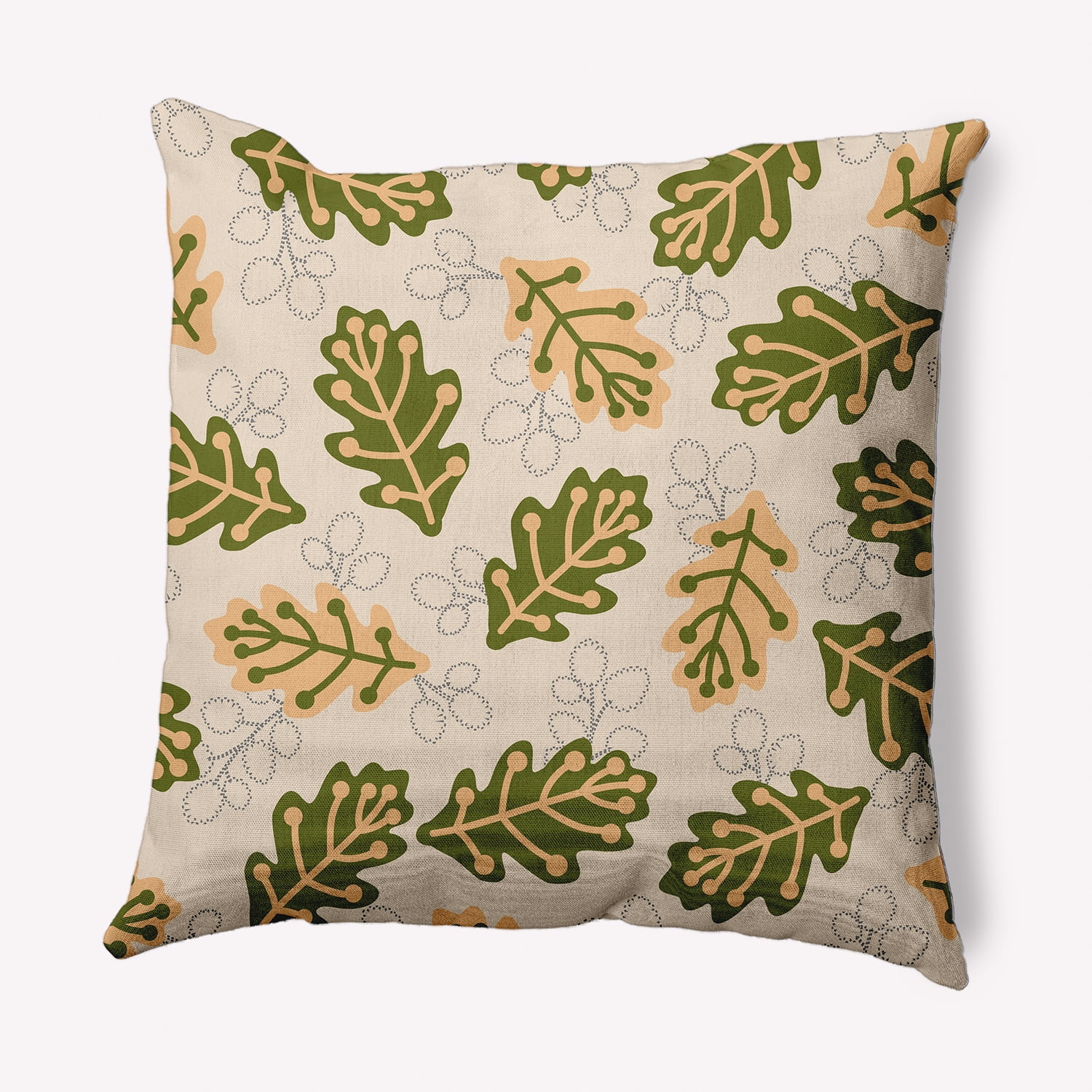 Simply Daisy 16" x 16" Retro Leaves Indoor/Outdoor Polyester Throw Pillow, Olive