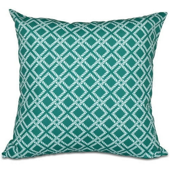 Simply Daisy 16" x 16" Rope Rigging Polyester Indoor/Outdoor Pillow, Green (1 count)