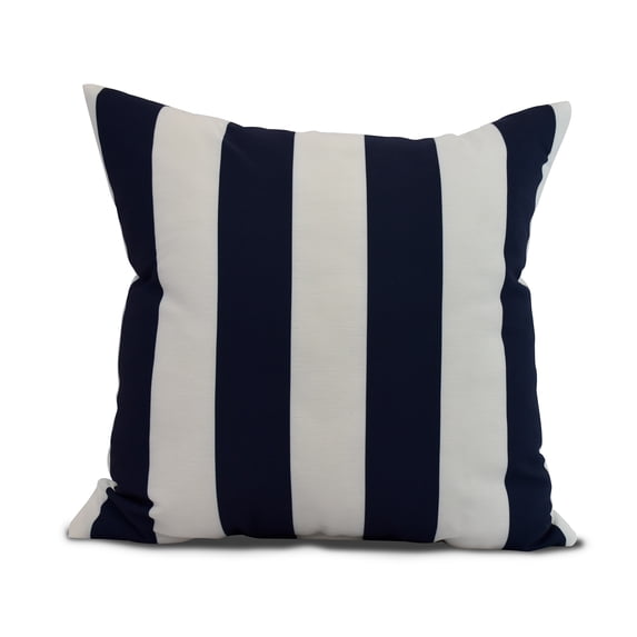 Simply Daisy, 16" x 16" Rugby Stripe, Stripe Print Outdoor Pillow, Navy