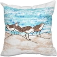 thumbnail image 1 of Simply Daisy 16" x 16" Sandpipers Animal Print Outdoor Pillow, Teal, 1 of 1