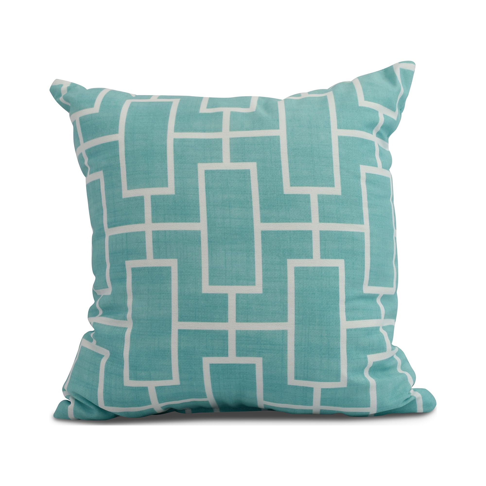 Simply Daisy, 16" x 16" Screen Lattice , Geometric Print Outdoor Pillow, Blue