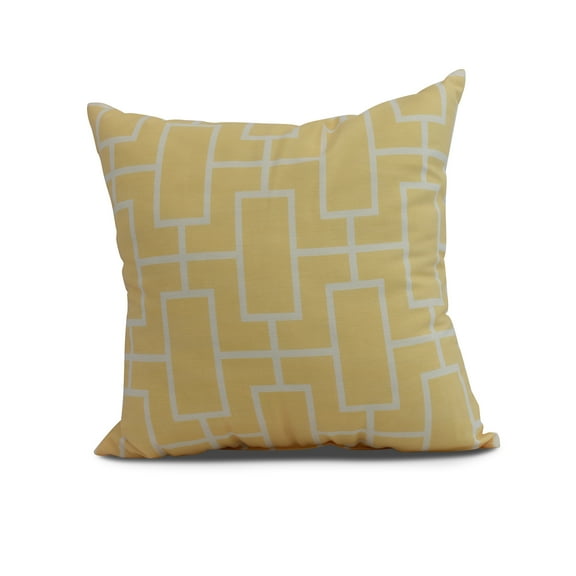 Simply Daisy, 16" x 16" Screen Lattice , Geometric Print Outdoor Pillow, Yellow
