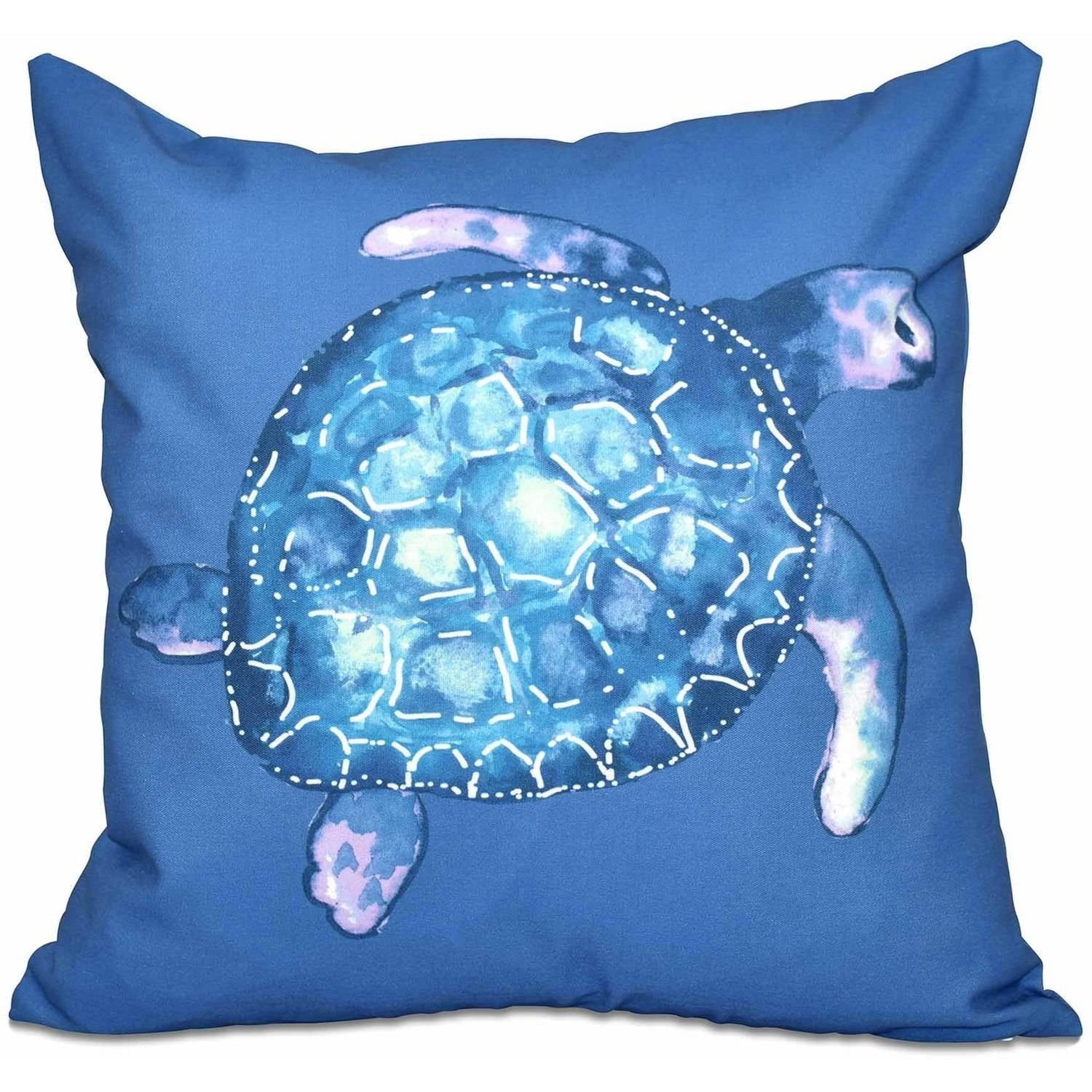 Simply Daisy 16" x 16" Sea Turtle Animal Print Pillow, Blue