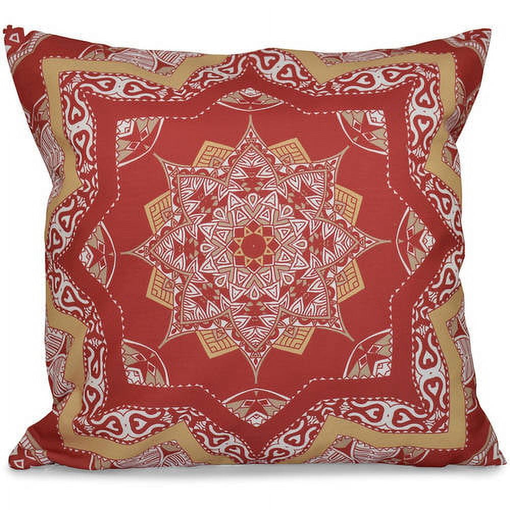 Simply Daisy 16" x 16" Shawl Geometric Outdoor Pillow, Orange