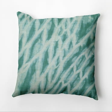 Simply Daisy 16" x 16" Shibori Stripe Geometric Outdoor Pillow, Teal|Blue (1 count)