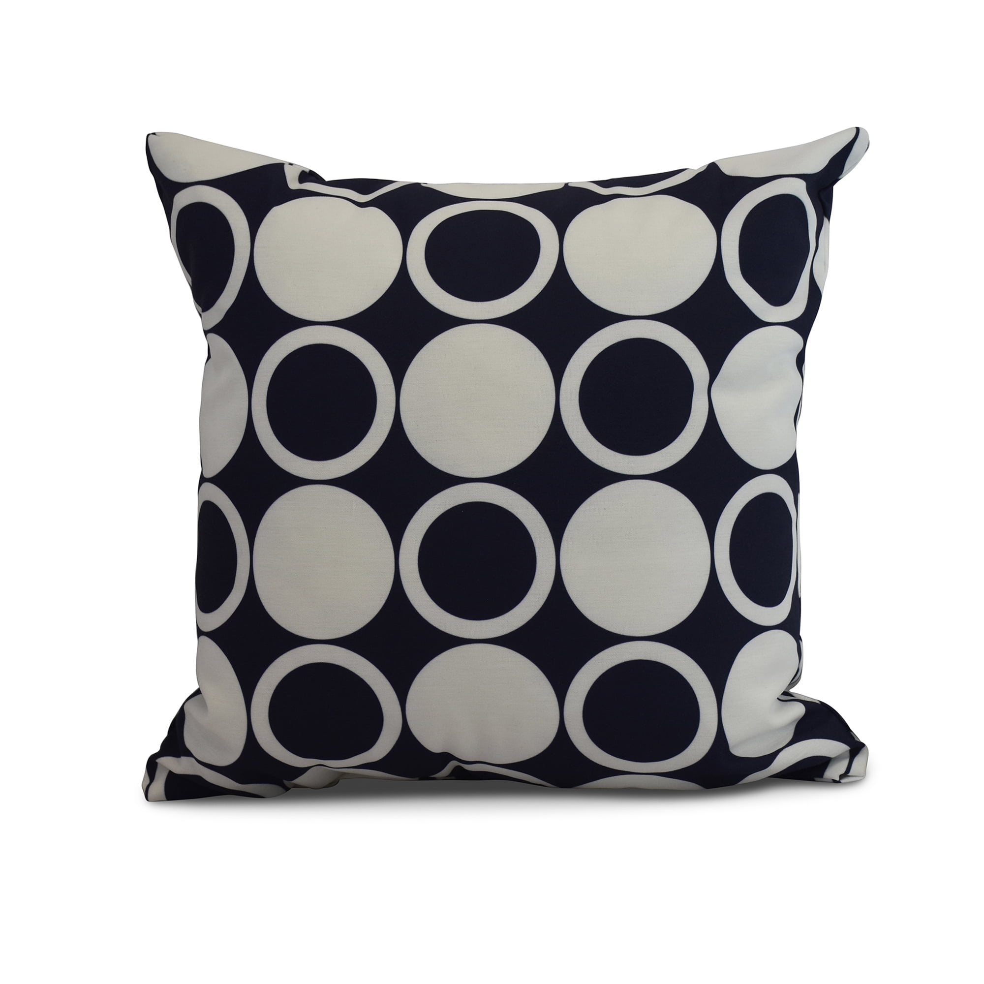 Simply Daisy, 16" x 16" Small Modcircles, Geometric Print Outdoor Pillow, Navy Blue