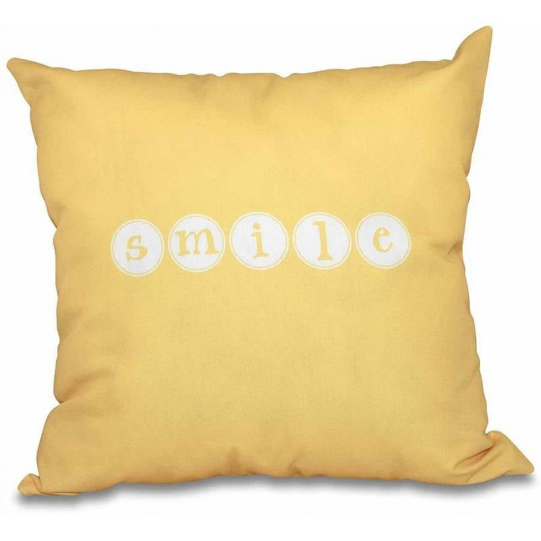 Simply Daisy 16" x 16" Smile Word Print Pillow, Yellow