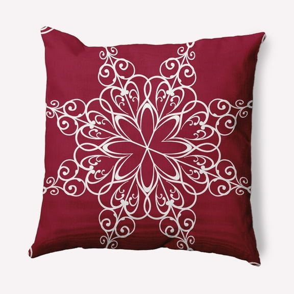 16" x 16" Simply Daisy Snowflake Polyester Accent Pillow, Red (1 Count)