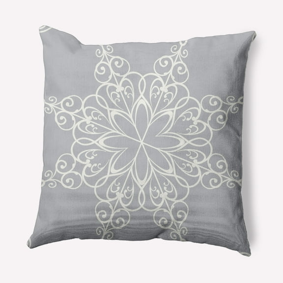 16" x 16" Simply Daisy Snowflake Polyester Accent Pillow, Grey (1 Count)