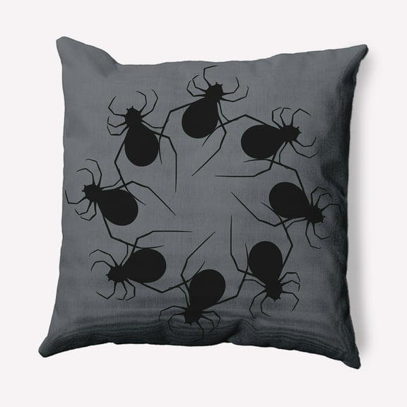 Simply Daisy 16" x 16" Spider Wreath Indoor/Outdoor Polyester Throw Pillow, Steel Gray