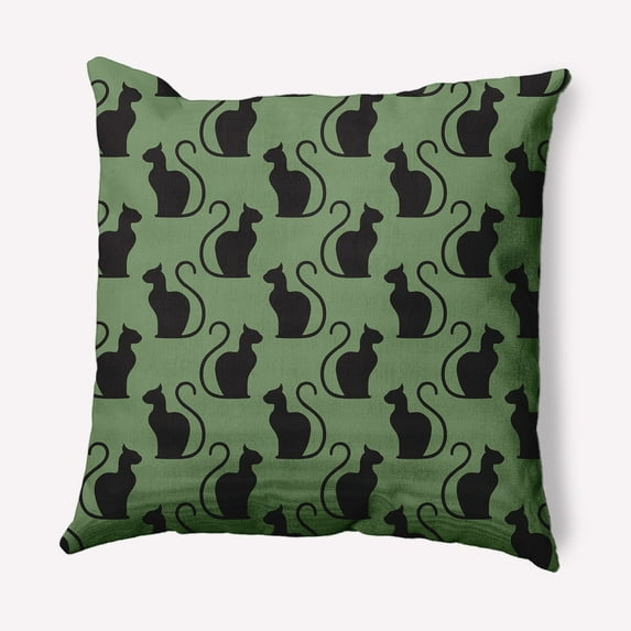 Simply Daisy 16" x 16" Spooky Cats Decorative Throw Pillow, Sage