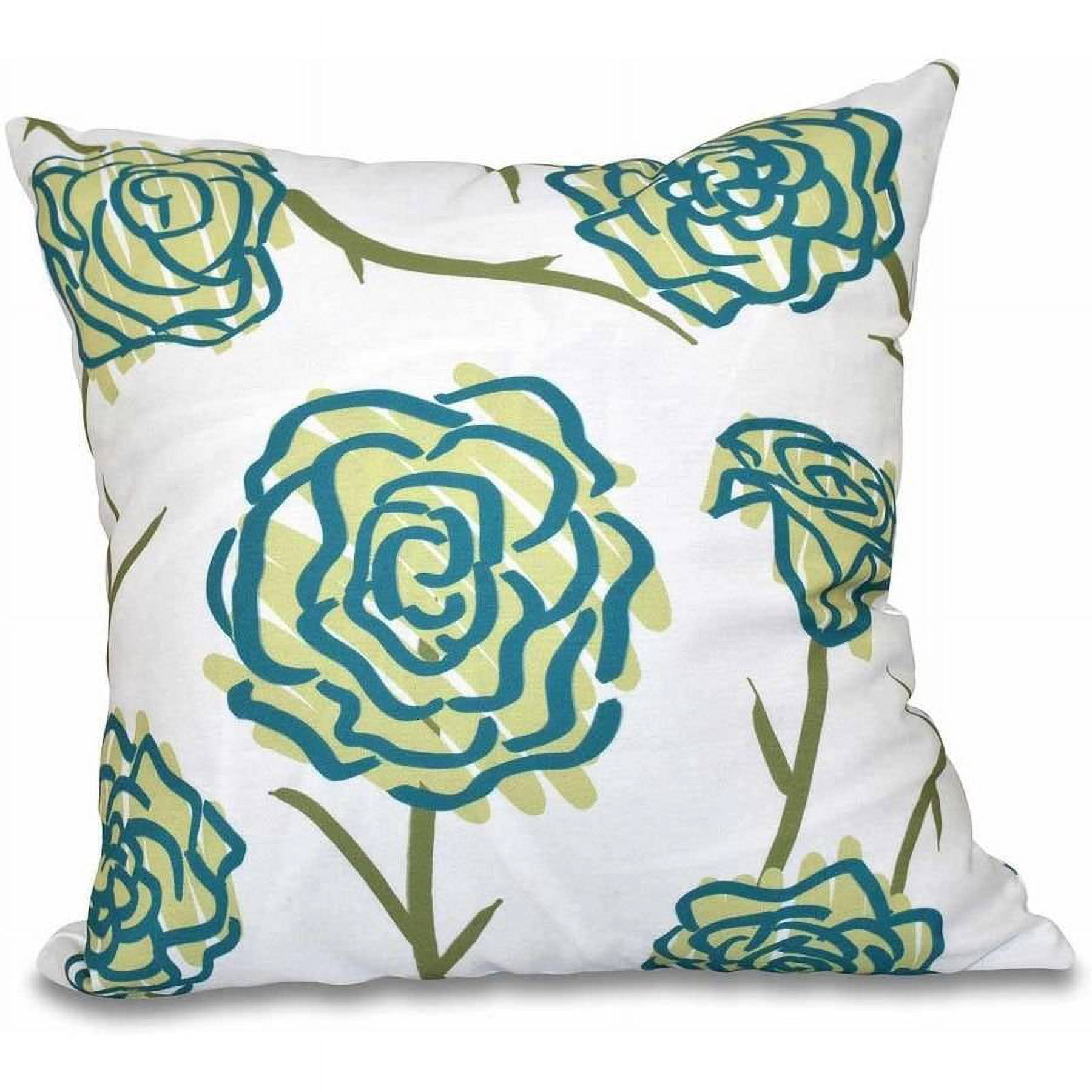 Simply Daisy 16" x 16" Spring Floral 1 Floral Print Pillow, Green