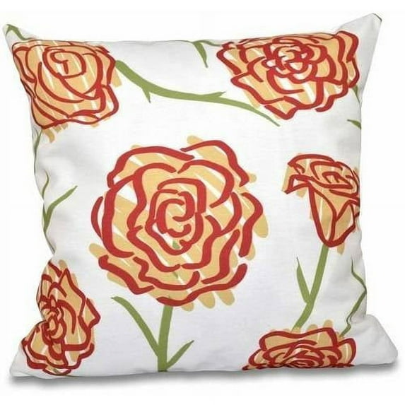 Simply Daisy 16" x 16" Spring Floral 1 Floral Print Pillow, Orange