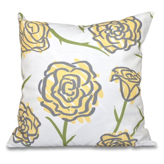 Simply Daisy 16" x 16" Spring Floral 1 Floral Print Pillow, Yellow