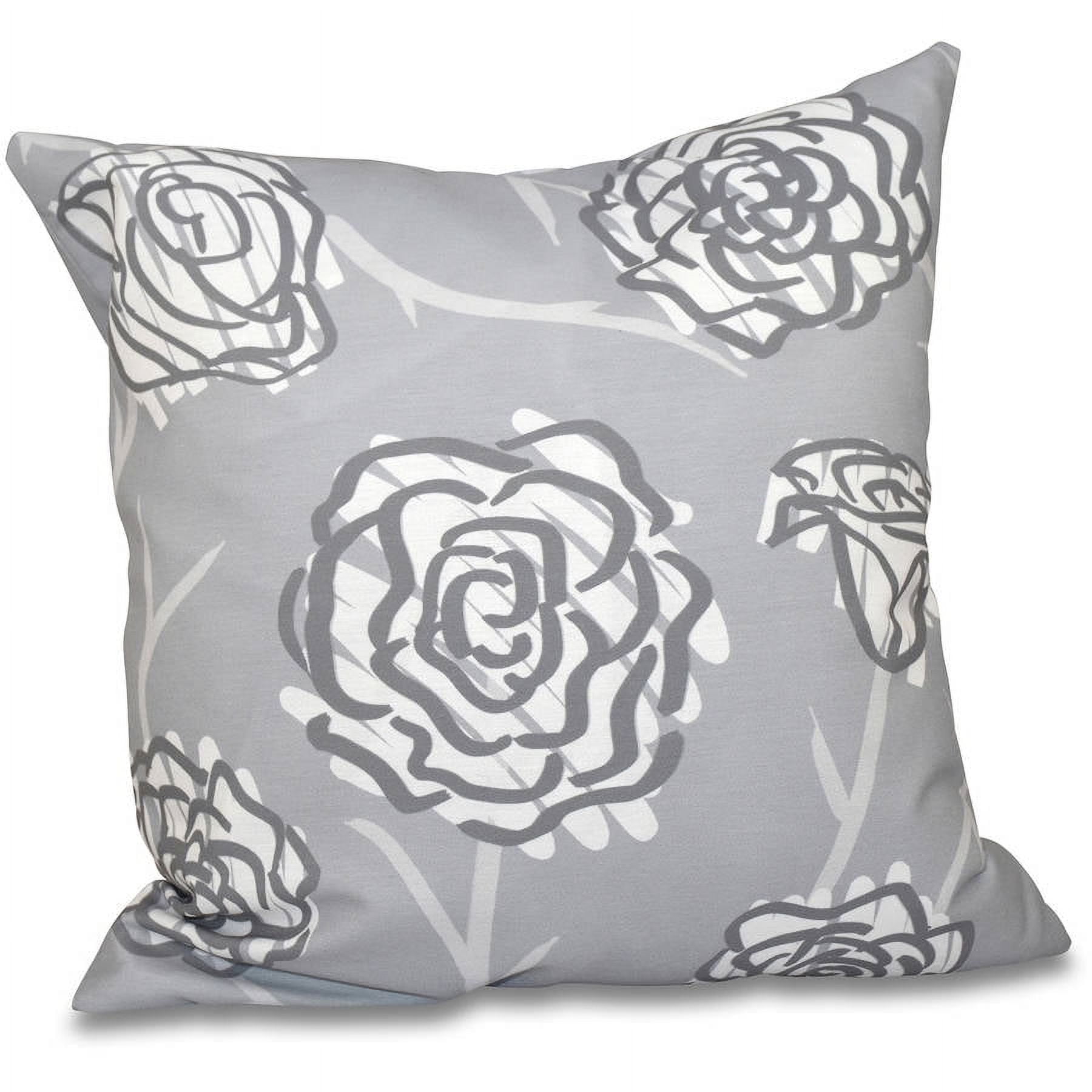 Simply Daisy 16” x 16” Spring Floral Outdoor Pillow Grey Floral, Hypoallergenic (2 Count)
