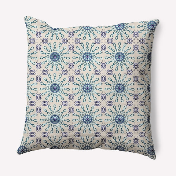 Simply Daisy 16" x 16" Sun Tile Indoor/Outdoor Polyester Throw Pillow, Autumn Blue