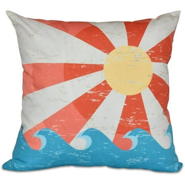 E by Design Simply Daisy 16” x 16” Sunbeams Polyester Decorative Pillow