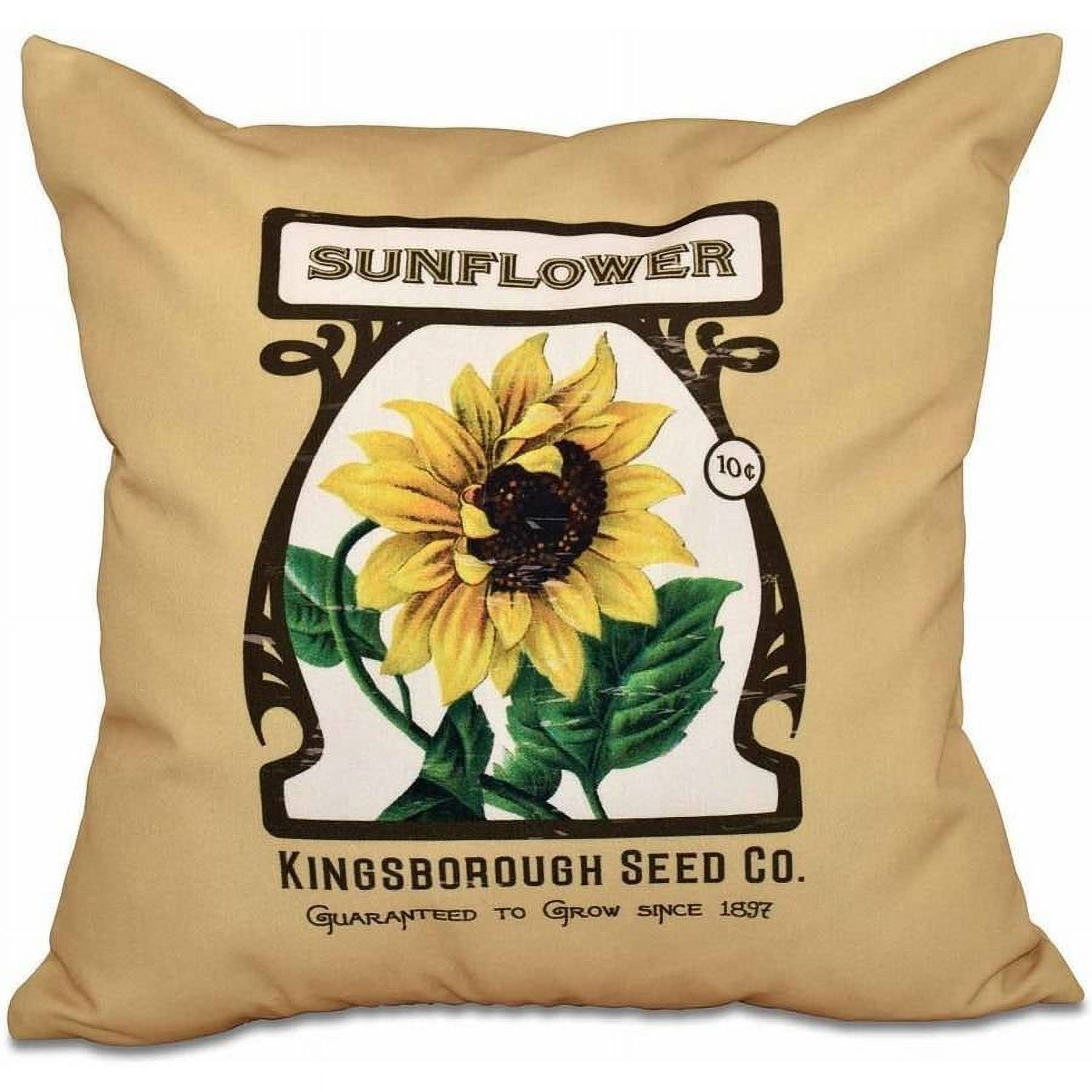 Simply Daisy 16" x 16" Sunflower Floral Print Pillow, Gold