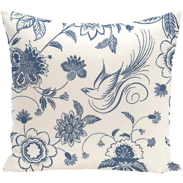 Simply Daisy 16" x 16" Traditional Bird Floral Floral Outdoor Pillow