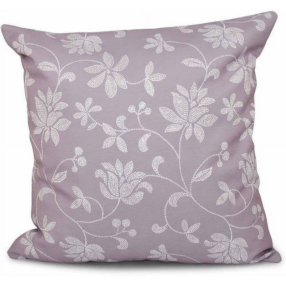 Lavender Woven Polyester Floral Print Square Pillow
