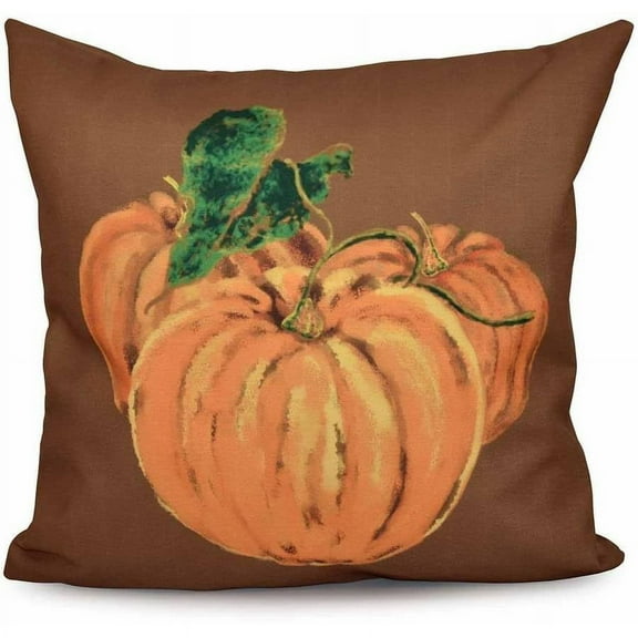 16" x 16" Simply Daisy Tres Calabazas Fall Polyester Accent Pillow, Brown Qty 1