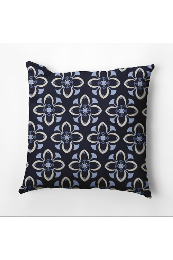 Simply Daisy 16" x 16" Trumpet Flower Geometric Outdoor Pillow, Navy (1 count)
