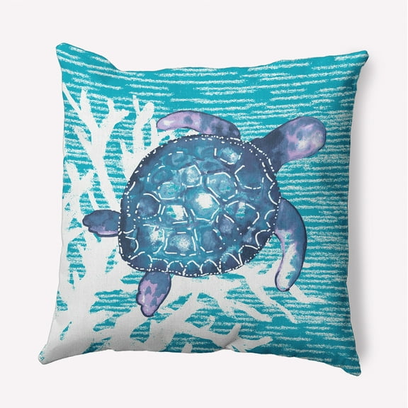 Simply Daisy 16" x 16" Turtle Friend Indoor/Outdoor Throw Pillow, Carribbean Turquoise (1 count)