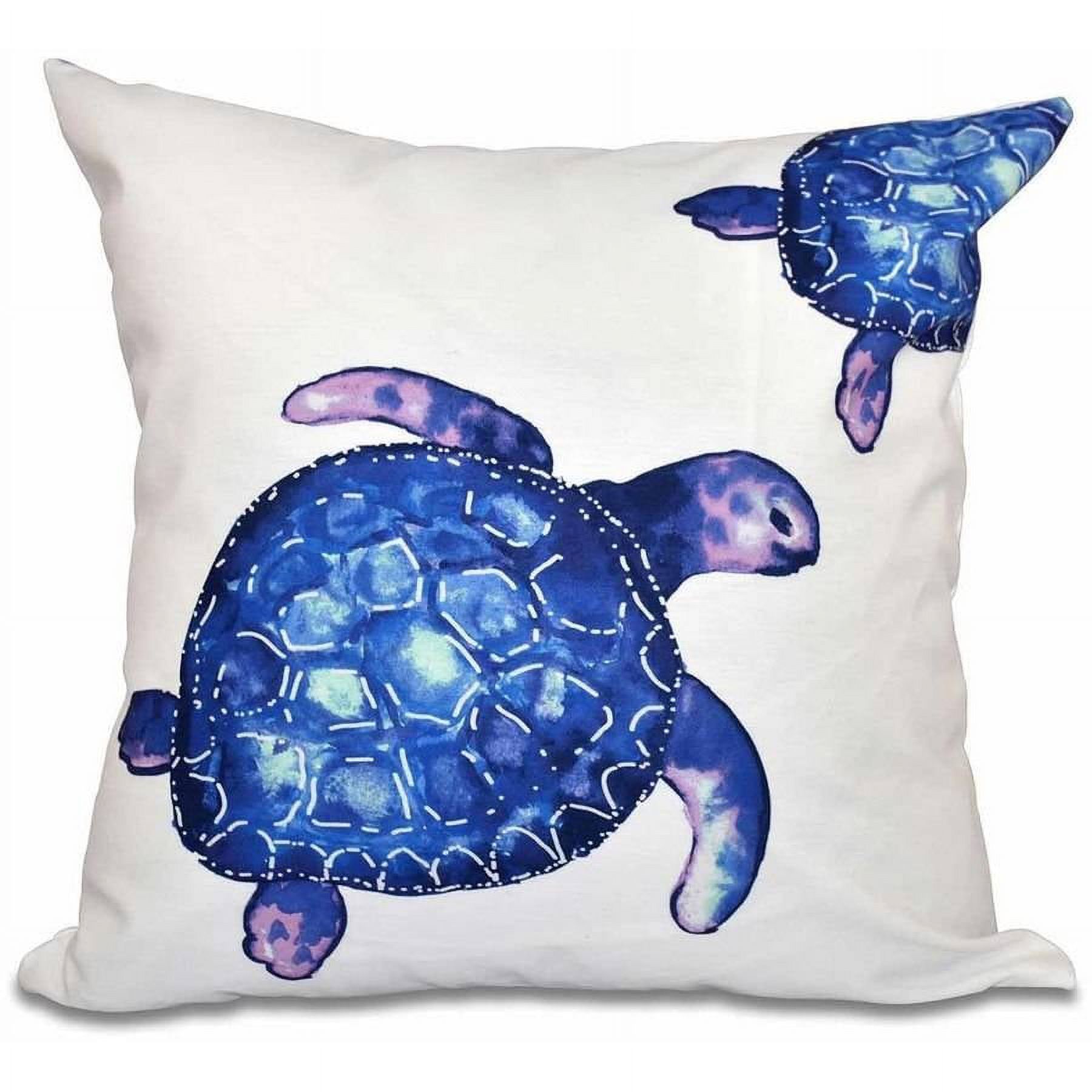 Simply Daisy 16" x 16" Turtle Tales Animal Print Pillow, White