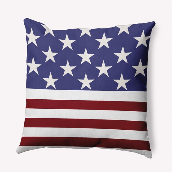 Simply Daisy 16" x 16" USA Flag Decorative Throw Pillow, Purplish Blue (1 count)