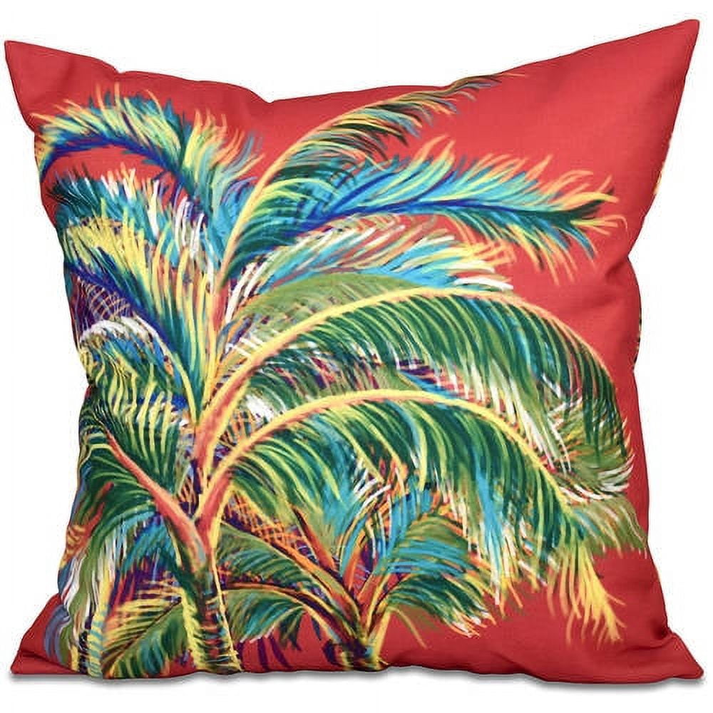 Simply Daisy 16" x 16" Vacation Polyester Indoor/Outdoor Pillow, Red (1 count)