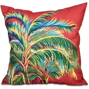 Simply Daisy 16" x 16" Vacation Polyester Indoor/Outdoor Pillow, Red (1 count)