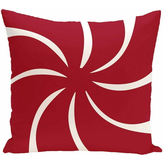 Simply Daisy 16" x 16" Whirl of the Season Decorative Holiday Geometric Print Pillow, Red