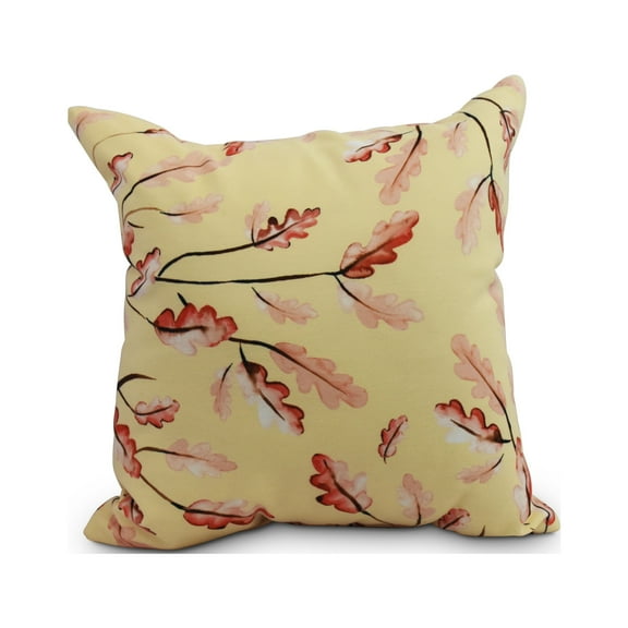 Simply Daisy, 16" x 16" Wild Oak Leaves Cream Floral Print Outdoor Decorative Throw Pillow