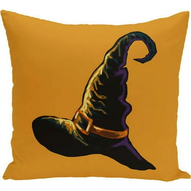 Simply Daisy 16" x 16" Witches Brew Polyester Indoor/Outdoor Pillow, Yellow (1 count)