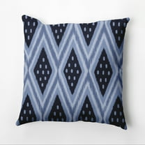 Simply Daisy 16" x 16" ikat diamond dot Geometric Outdoor Pillow, Blue (1 count)