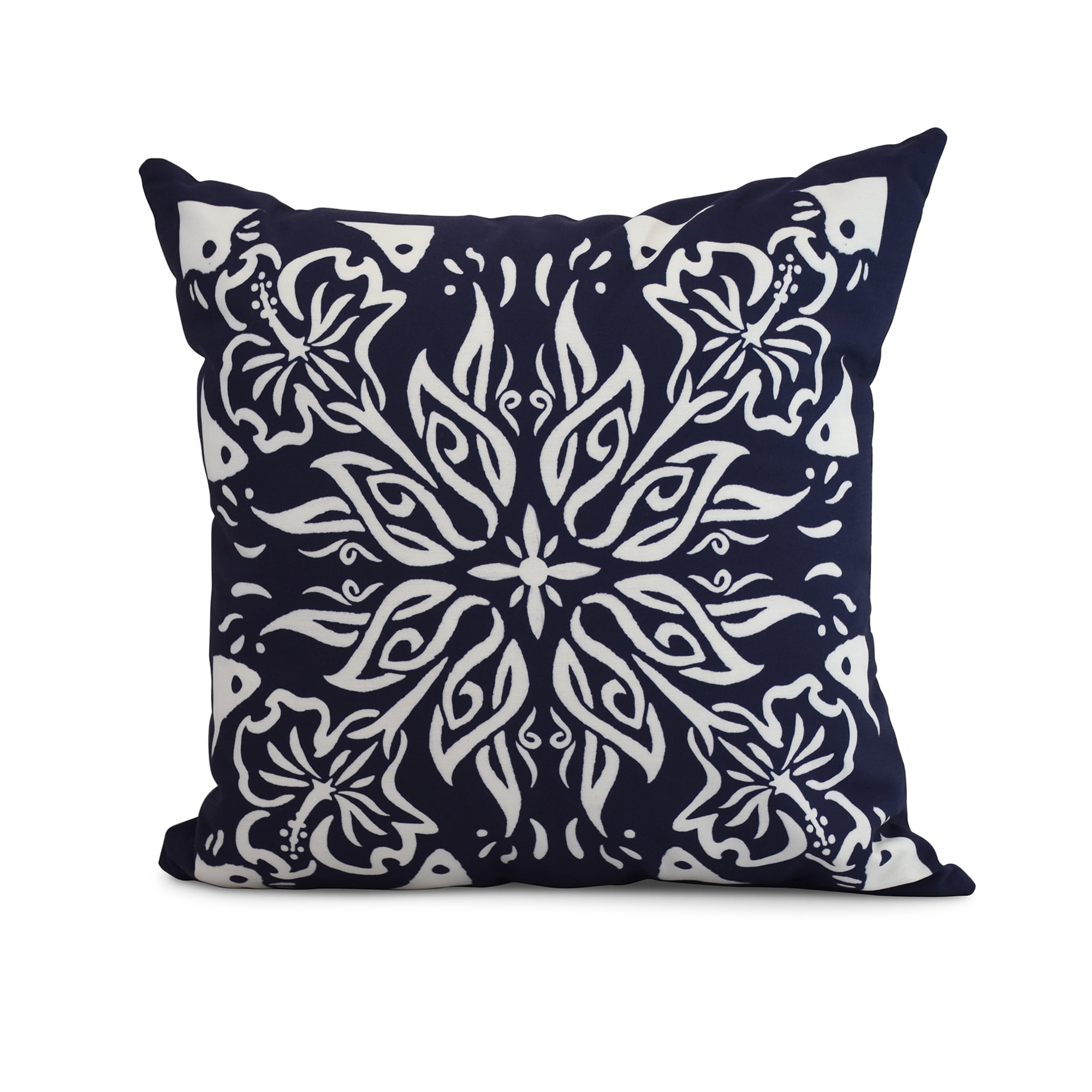 Simply Daisy, 16 x 16Inch, Cuban Tile 3, Geometric Print Pillow, Navy Blue