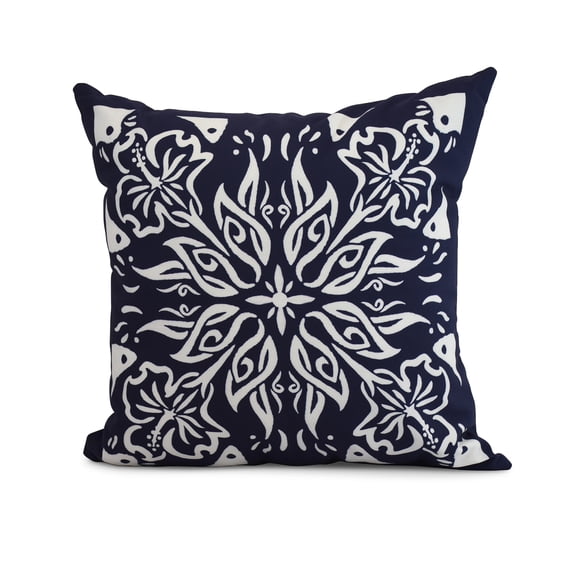 Simply Daisy, 16 x 16Inch, Cuban Tile 3, Geometric Print Pillow, Navy Blue