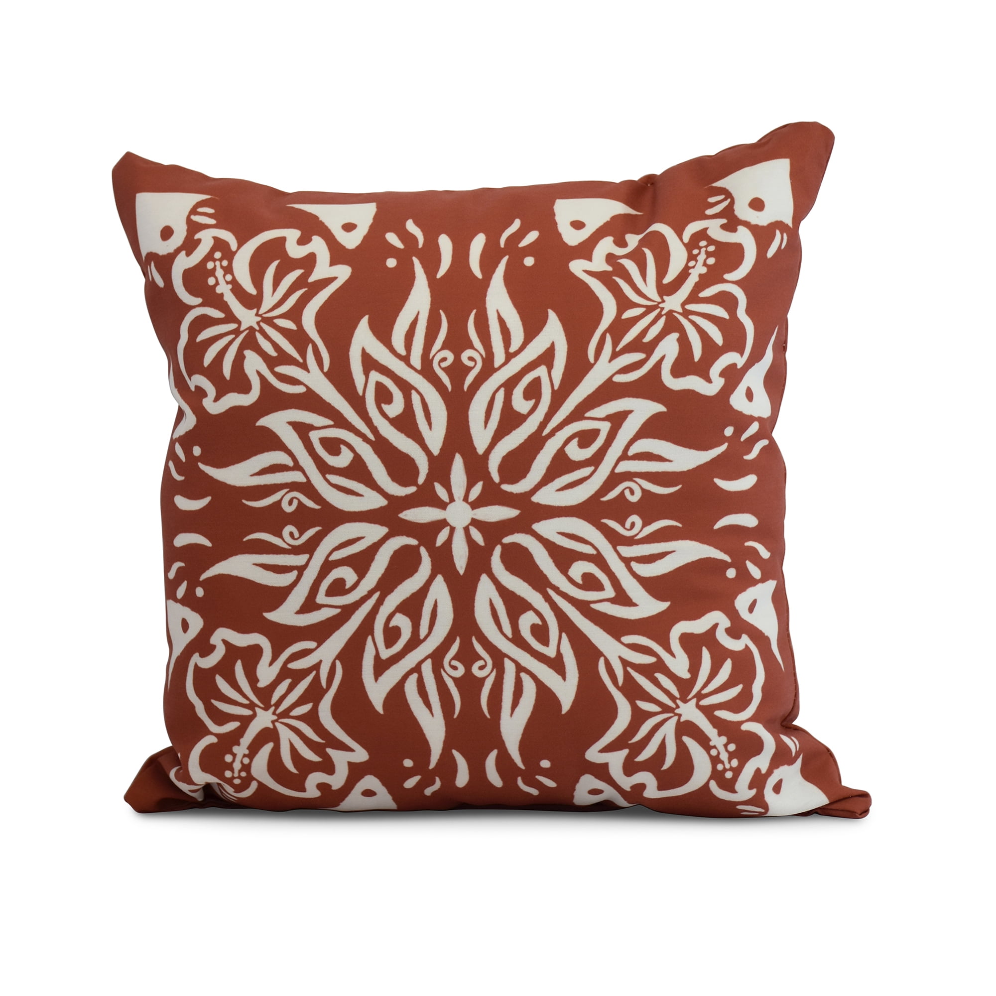 Simply Daisy, 16 x 16Inch, Cuban Tile 3, Geometric Print Pillow, Red Orange