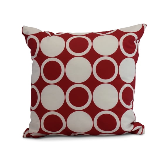 Simply Daisy, 16 x 16Inch, Small Modcircles, Geometric Print Pillow, Red