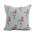 thumbnail image 1 of Simply Daisy, 16 x 16inch, Flamingo Fanfare Martini Animal Print Pillow, Aqua, 1 of 2