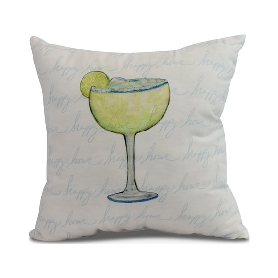 Simply Daisy, 16 x 16inch, Margarita Text Fade Happy Hour Geometric Print Pillow, Pale Blue