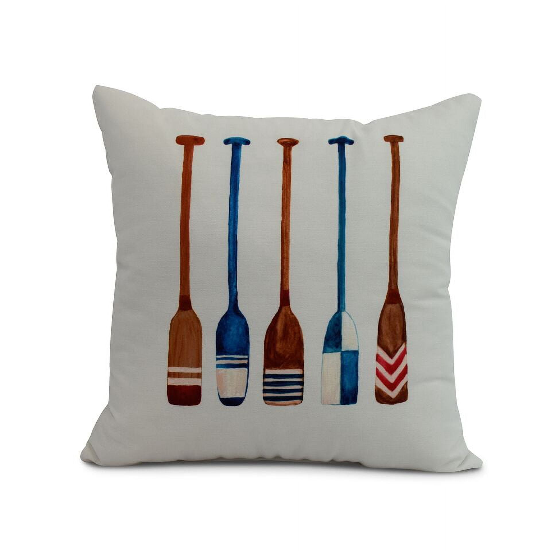 Simply Daisy, 16 x 16inch, Oar Multi Painted, Geometric Print Pillow, Ivory