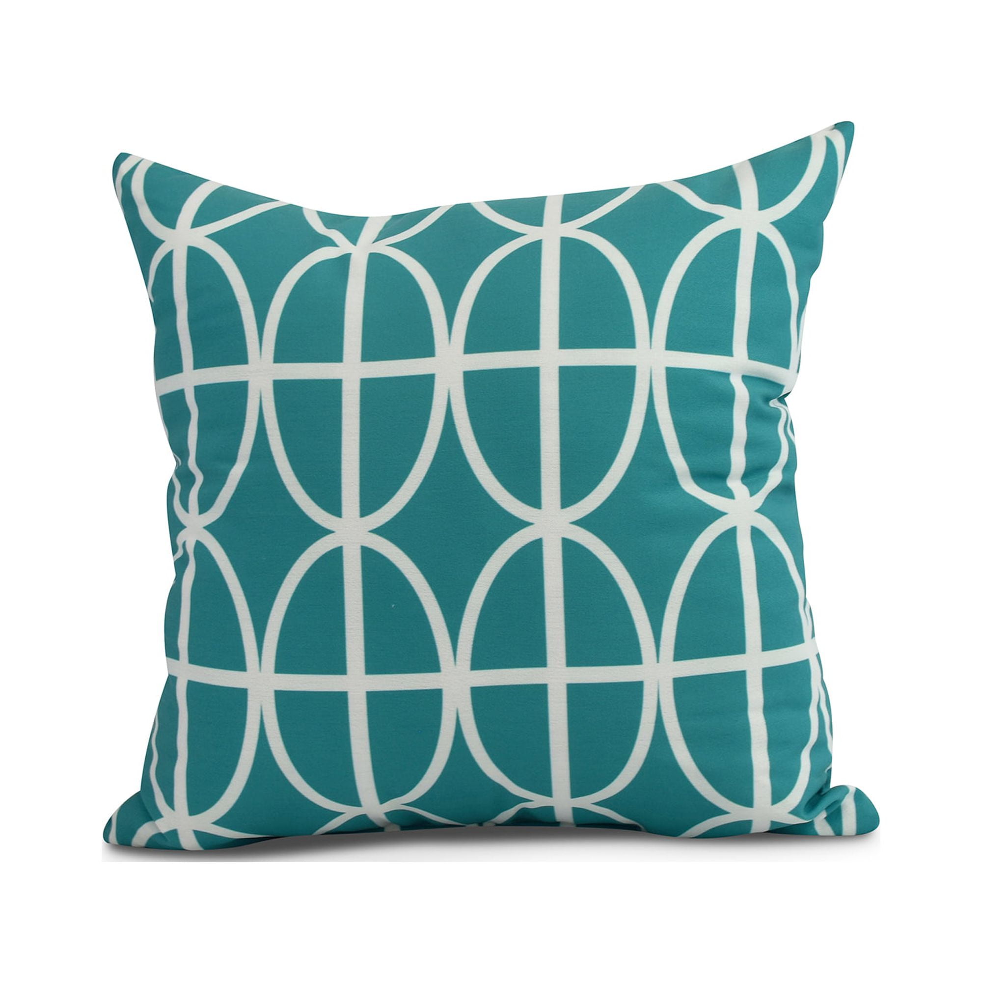 Simply Daisy, 16 x 16inch, Ovals and Stripes Geometric Print Pillow, Blue