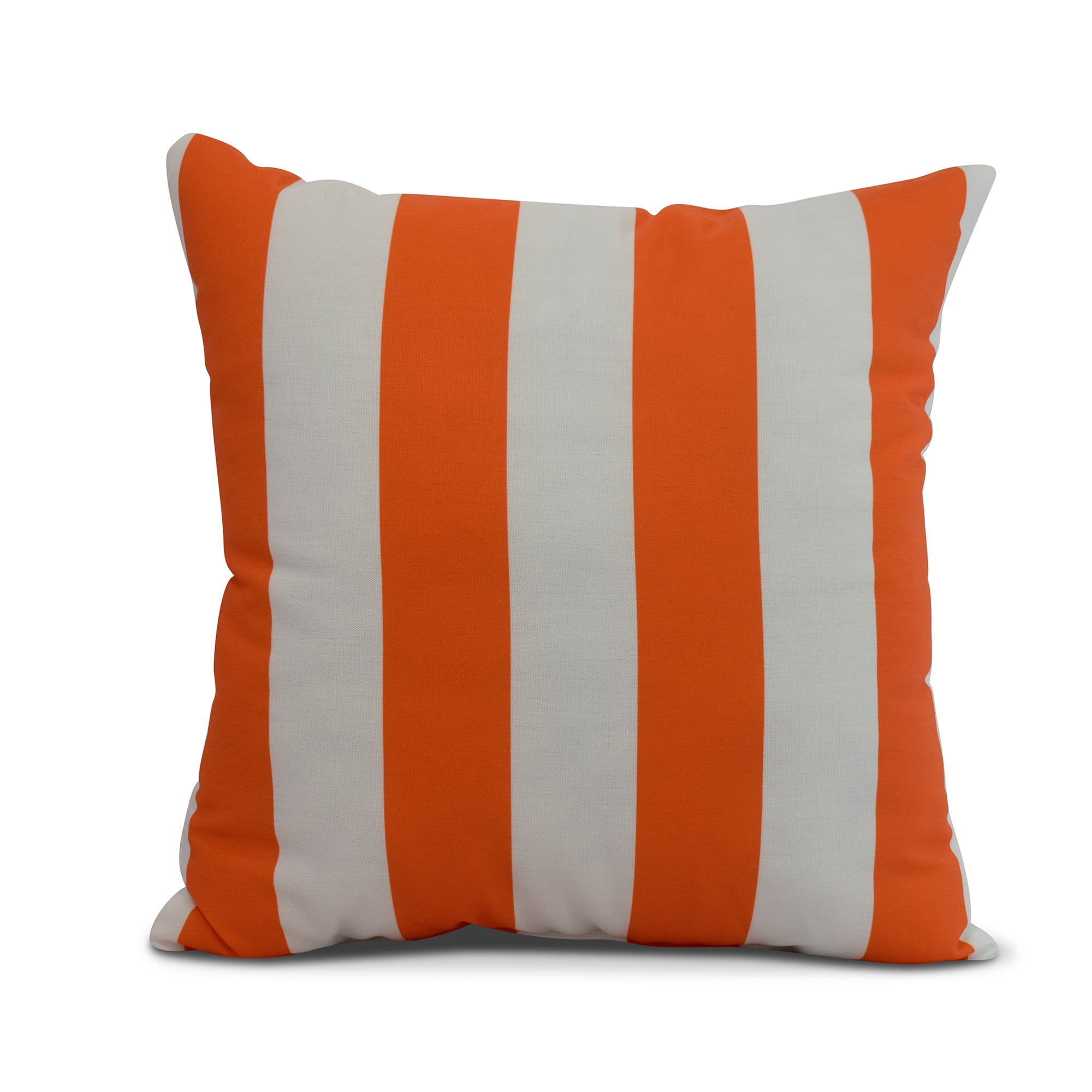 Nantucket Orange Striped 16" Square Polyester Throw Pillow