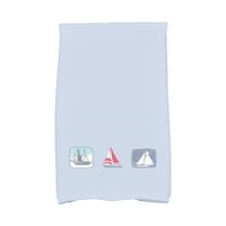 Simply Daisy, 16 x 25 Inch, Boat Trio, Geometric Print Kitchen Towel, Blue