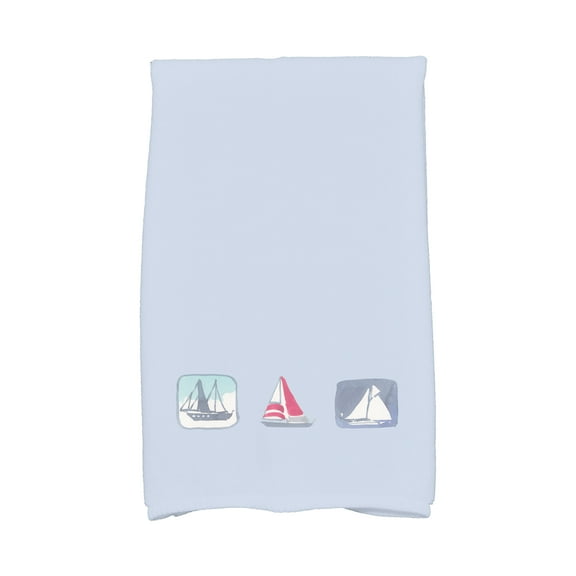 Simply Daisy, 16 x 25 Inch, Boat Trio, Geometric Print Kitchen Towel, Blue