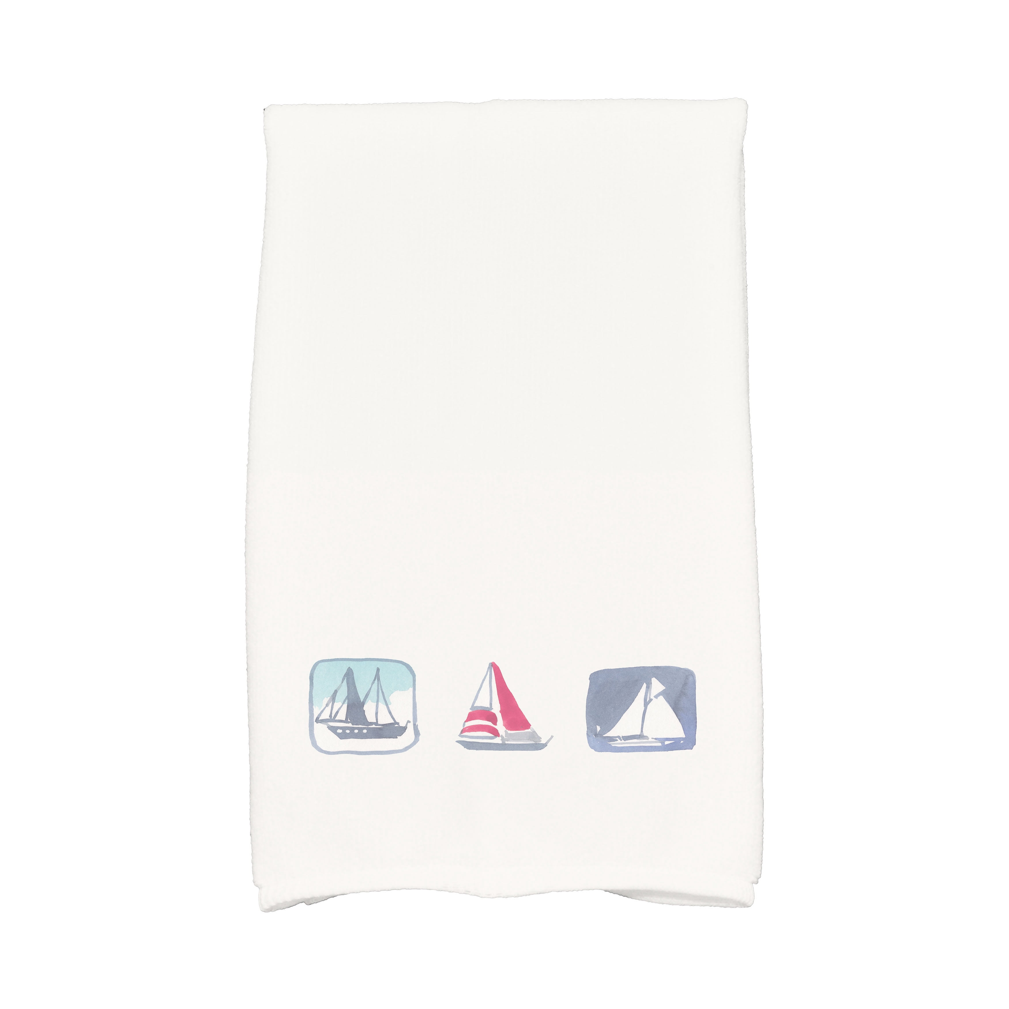 Simply Daisy, 16 x 25 Inch, Boat Trio, Geometric Print Kitchen Towel, Ivory