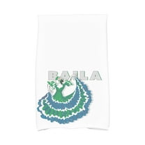 Simply Daisy, 16 x 25 Inch, Cuban Dancer Baila, Word Print Kitchen Towel, Green