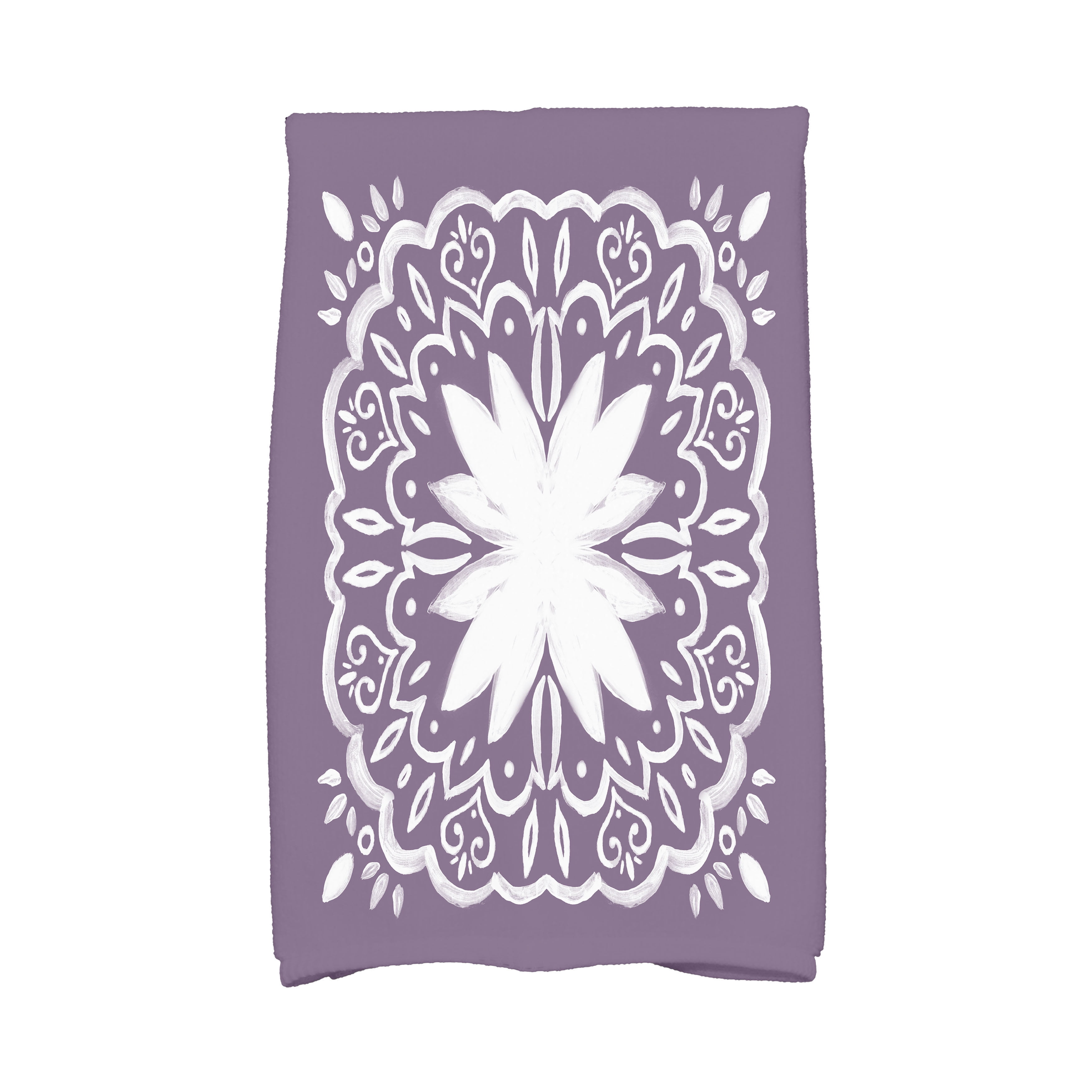Simply Daisy, 16 x 25 Inch, Cuban Tile 1, Geometric Print Kitchen Towel, Purple