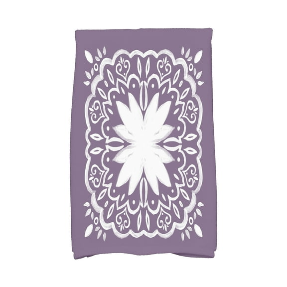 Simply Daisy, 16 x 25 Inch, Cuban Tile 1, Geometric Print Kitchen Towel, Purple